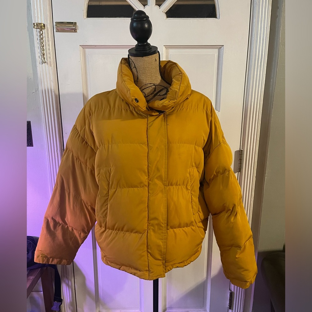 Kendall & Kylie Mustard Yellow Puffer Jacket